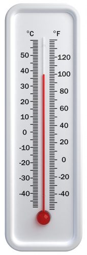 thermometer with high temperature on a white  background